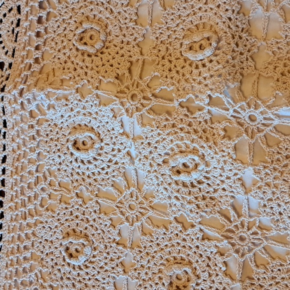 Vintage 100% cotton Handmade Crochet IvoryLace  Sham Cover / Home Decor - Picture 3 of 6